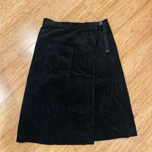 JW Anderson for Uniqlo corduroy dark green wrap midi skirt